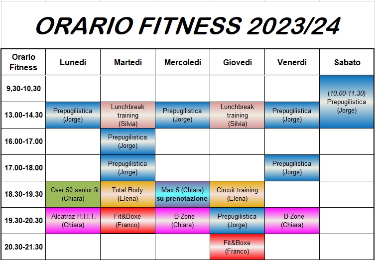 orari body club palestra ferrara fitness 2024